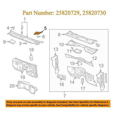 LH 25820729 Pro Yukon Suburban Escalade 2007-14 Větrací mřížka panelu stěračů Koncovky