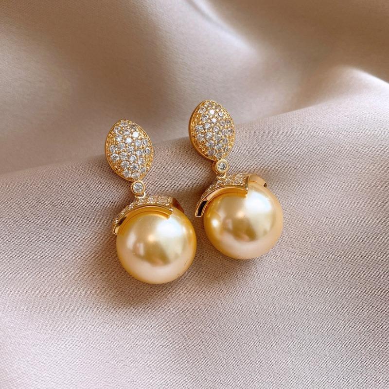 Silver Needle Multi-layer Letter Twill Zircon Pearl Earrings Medieval Vintage Light Luxury Stud Earrings Versatile Earrings
