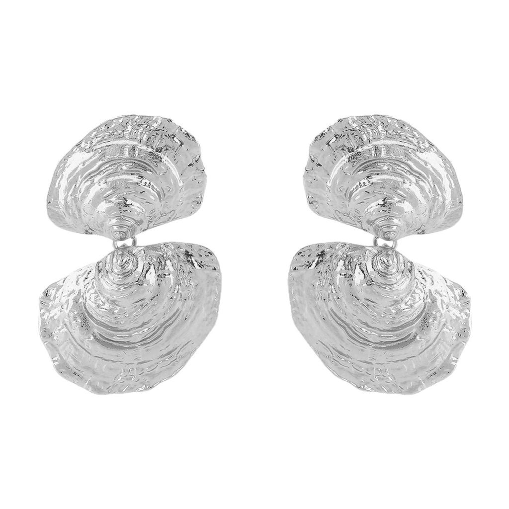 Ins Style Water Wave Irregular Earrings Unique Design Exaggerated Shell Stud Earrings Fashion Women Jewelry