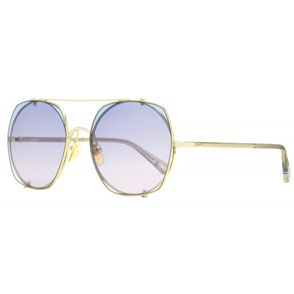 

Chloe Women S Clip On SunglaSSeS ch0042S 002 Gold Clear 56mm 002