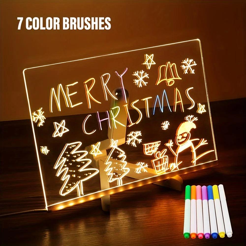LED Light Up Acrylic Message Board Erasable USB Children's Drawing Board CIY for Birthday Gifts Bar Advertising Boards