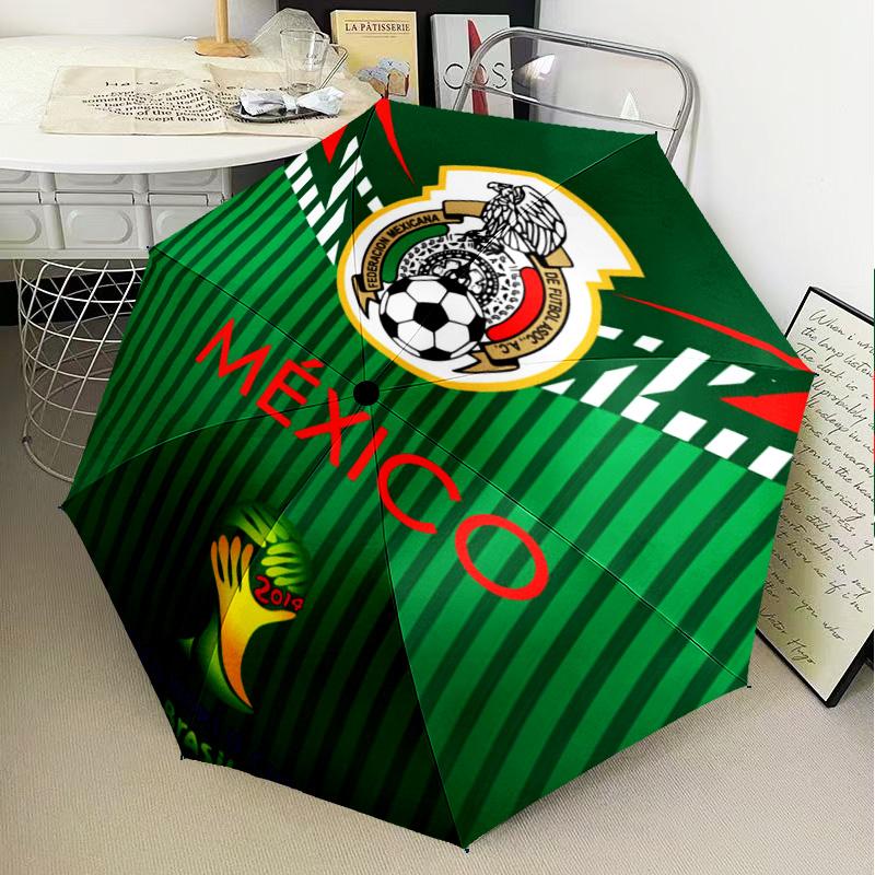 1PC Mexico Football Team Emblem Printed Umbrella Folding umbrella, automatic umbrella 8-Frame for Travel, camping Fan gifts Christmas Gifts