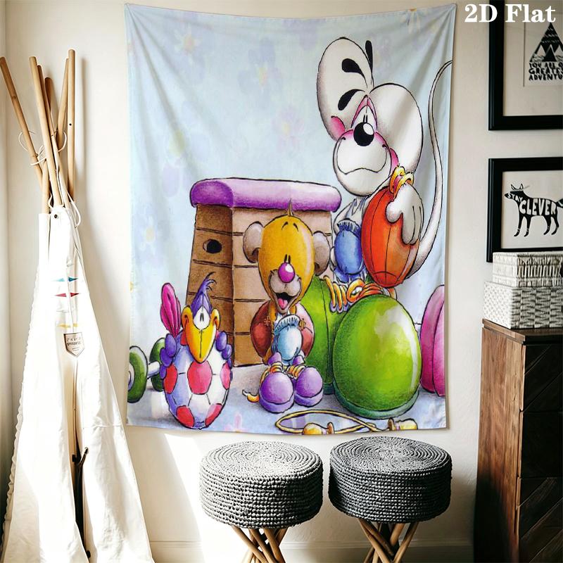 diddl Wall Tapestry Aesthetic Wall Hanging Printed Fabric Blanket Decorative Tapestries for Bedroom Living Room Home Decor