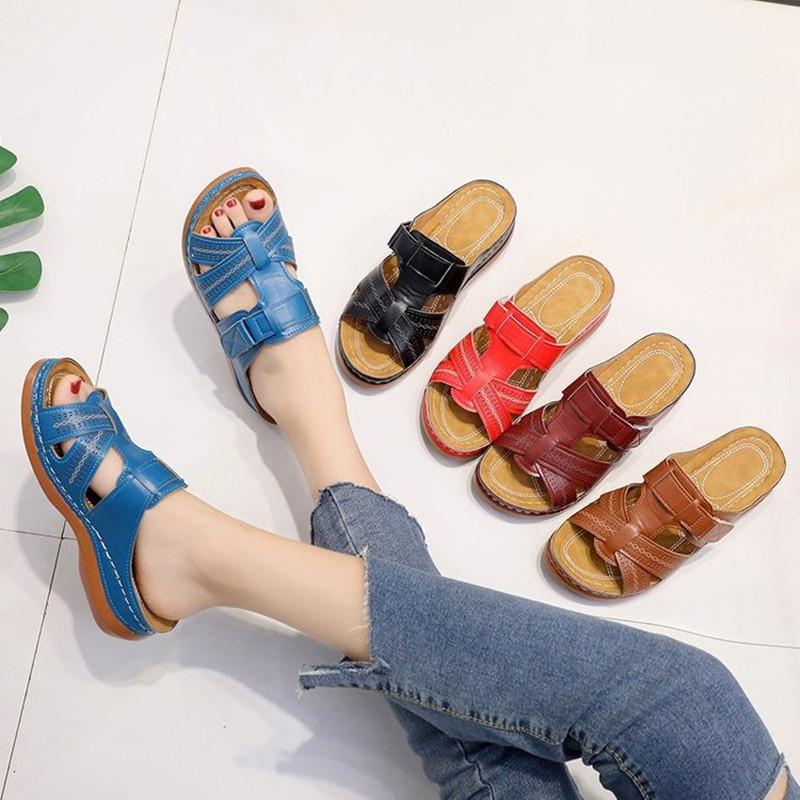 Spring and Summer Footwear Plus Size Sandals Retro Wedge Slippers Women's Shoes Beach Shoes