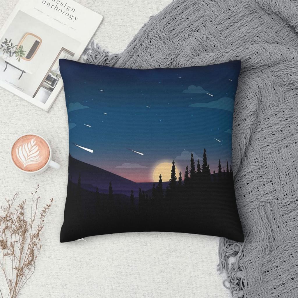 Meteor Shower Starry Sky Cartoon Square Pillowcase Pillow Cover Cushion Zip Decorative Comfort Throw Pillow for Home Living Room