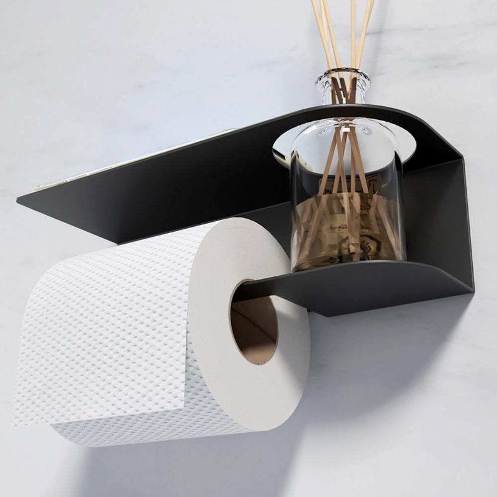 Carbon Steel Toilet Paper Holder Wall Mounted Convenient Toilet Roll Holder Moisture-proof Multifunctional Toilet Paper Stand