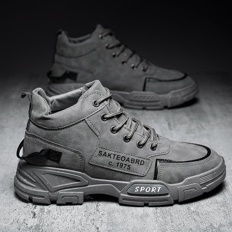 

Martin boots men s high-top new velvet snow boots thermal men s shoes tooling cotton shoes winter boots 41 серый