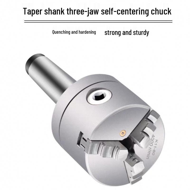 Morse Taper 3-5 Precision Shank Three-Jaw Chuck with Tail Threaded Hole (Fixed Type, Sizes: 80, 100, 125, 160)