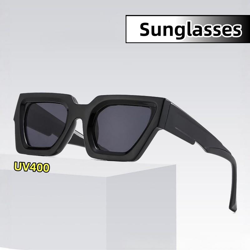 New Trendy Square Thick-framed UV400 Sunglasses Anti-Blue Light Unisex Retro Plain Glasses Street Fashion