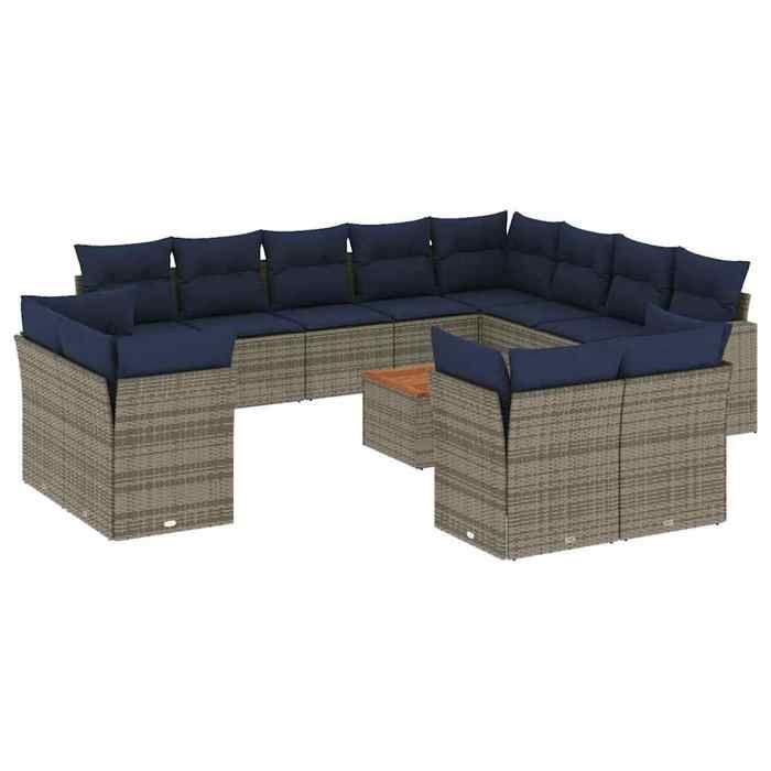 VidaXL Garden Lounge Set with Cushions 13 Pcs, Patio Sofas, Furniture Set, Outdoor Terrace Furniture, Grey 3256285
