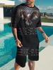 2024 New Summer Fashion Animal Print Suit Black and White Tiger 3D Pattern Outdoor Street Shooting Sportswear Men's Casual Wear