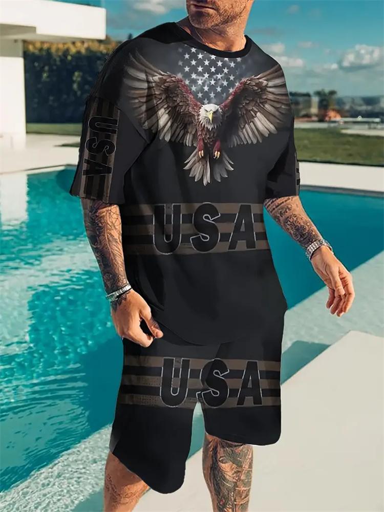 2024 New Summer Fashion Animal Print Suit Black and White Tiger 3D Pattern Outdoor Street Shooting Sportswear Men's Casual Wear