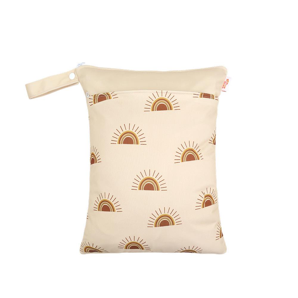 Waterproof Reusable Cloth Bag with Zipper Pocket and Handle - Fashionable Sun Burst Design, Suitable for Beaches, Swimming Pools, Gyms, Yoga