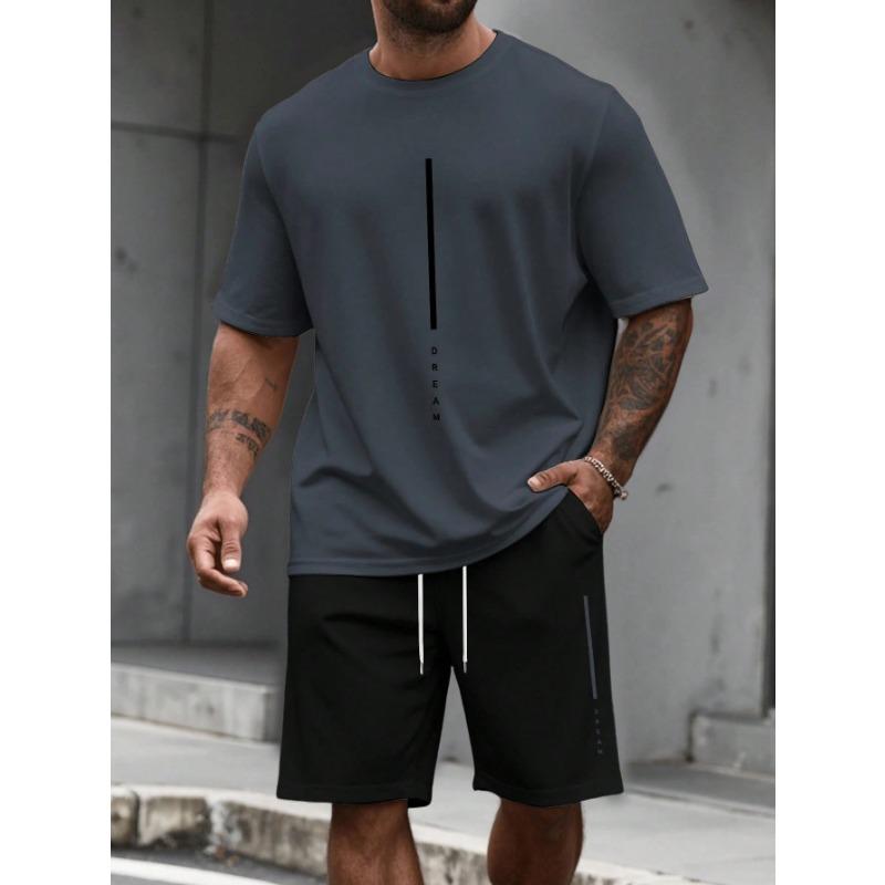 Simple Street Fashion Men's Short Sleeve Suit Outdoor Crew Neck Top Tee Casual Comfortable Shorts Men's T-shirts Clothing Suits