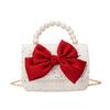 Pu Bow Girl Crossbody Bag Wallet Cute Children Shoulder Bag With Pearl Handheld