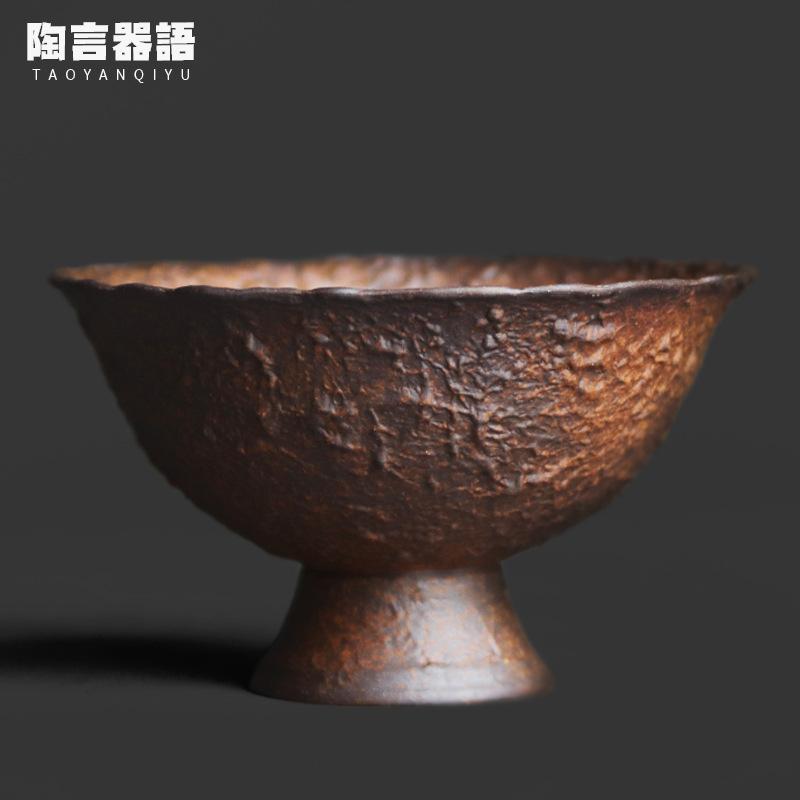 

100ml Coarse Pottery High-legged Teacup Boutique Tea Bowl Water Jug Tea-tasting Personal Cup Jianzhan Master Cups Cha Ornaments As Your Choose