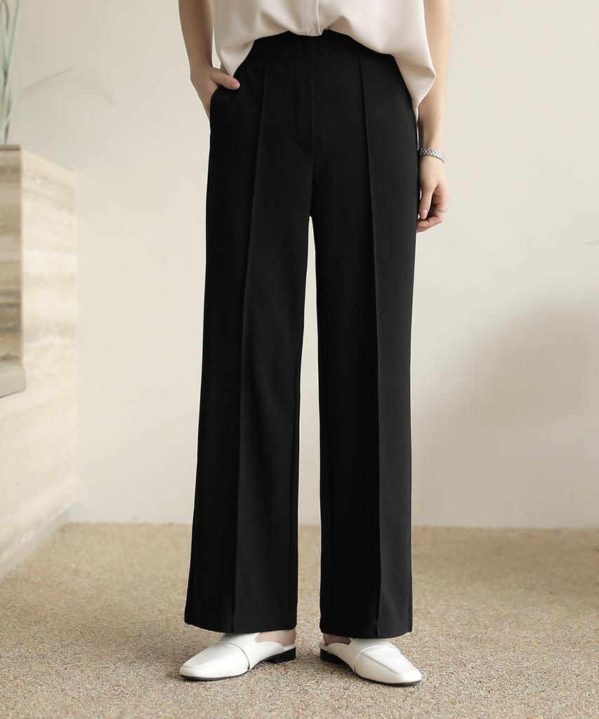 Ppaeppae Back Elastic Cut Stretch Wide Slacks Pants