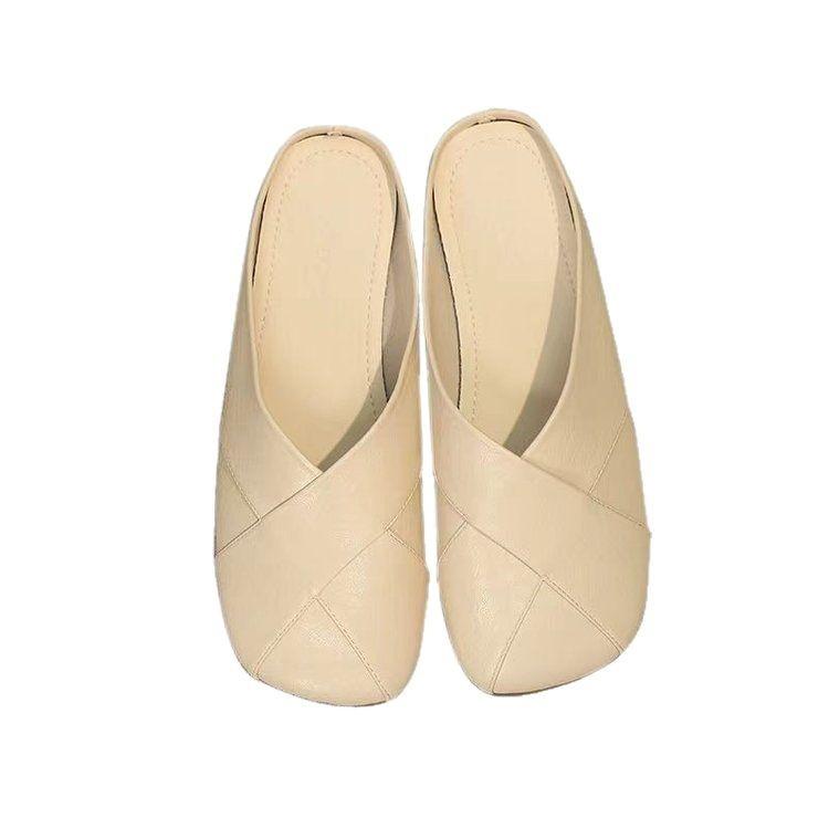 Popular flat-soled single shoes women's spring 2025 new fashion outer wear soft-soled lazy French bag head cool slippers women