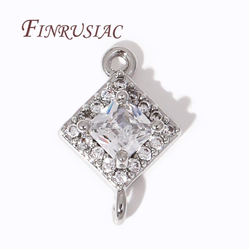 Trendy 18K Gold Plated Zircon Crystal Pendant Charms Connector For Jewelry Making DIY Earrings/Necklace/Bracelets Accessories