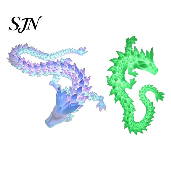 Movable Joint Dragon for Fantasy Lovers 3D Printed Glow in the Dark Fidget Toy, Articulated Stress Relief Desktop Ornament Kids and Adults,