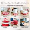 Anti-scalding Gloves for Baking Kitchens, Double-layer Thickened Cotton Heart-shaped Hand Clips, Thermal Insulation Pads, Coasters