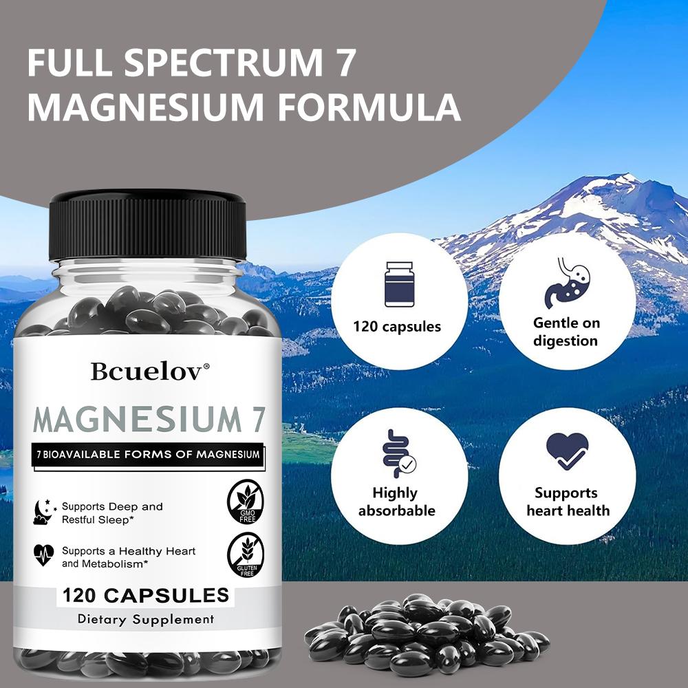 Bcuelov 7 types of magnesium composite capsules containing magnesium glycinate magnesium manganese citrate and vitamin B6 to aid sleep
