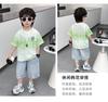 Boys' loose short sleeved summer outfit children's set 2026 new style baby Korean style handsome ripped jeans two-piece set