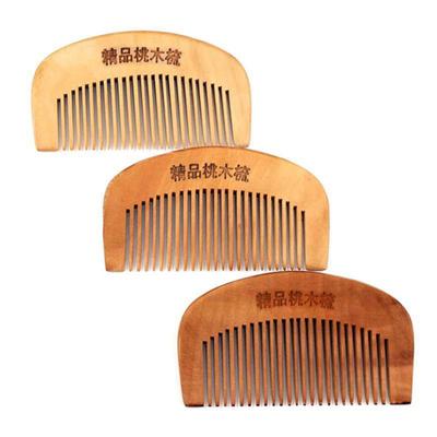 Natural Peach Wood Hair Health Care Comb Close Teeth Anti-Static Beard Comb