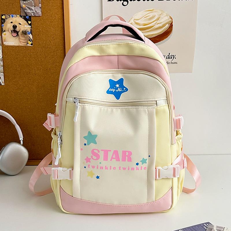 Fashion new primary school bag casual breathable color matching middle school students boys and girls backpack tide