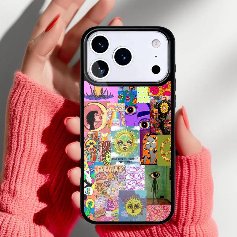 70s hippie Psychedelic floral flowers Phone Case for iPhone 17 16 15 14 13 Pro Max Back Cover for 12 11 Pro Coque