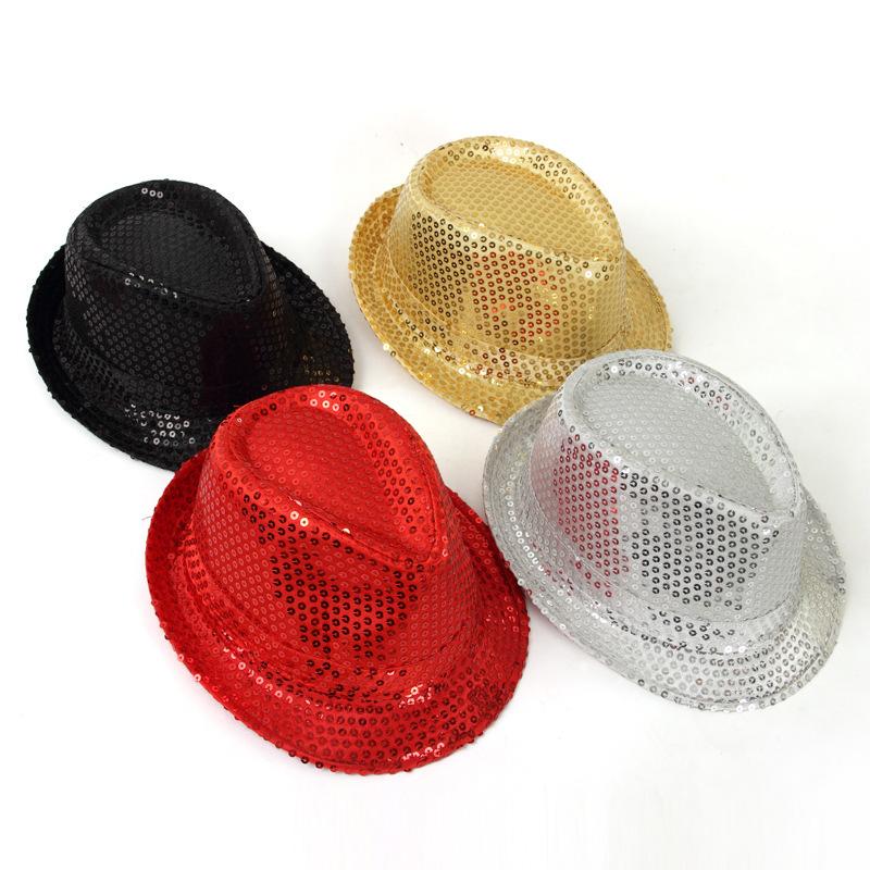 Stage Performance Sequined Hip-hop Hat Children's Day Dance Performance Jazz Hat Men And Women Festival Parties Sequined Top Hat