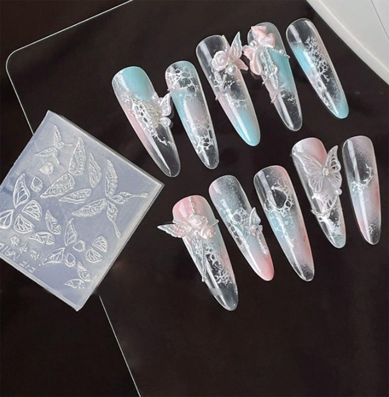 Mehrzweck Silikonform für Nail Art für 3D-Designs Schmetterling Sterne Mondmuster Tragbar für Acryl DIY Basteln