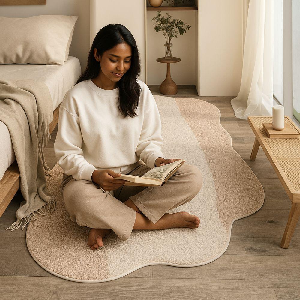 Cream Style Irregular Carpet Soft Bedside Carpet Coffee Table Pad Bedroom Rug  Household
