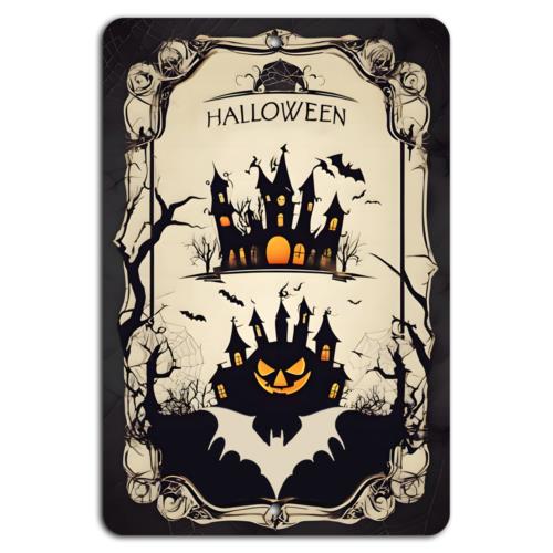 Spooky Halloween Haven Haunted House Bats Metal SignAluminum 20x30cm(7.8x11.8inch)