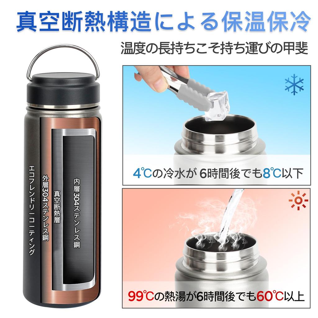 TYESO Water Mug Wide Sports Lid Direct Stainless Double Easy to 530ml Bottle, Thermos, Bottle, Lightweight, Mouth, Bottle, Handle, Drinking, Steel,