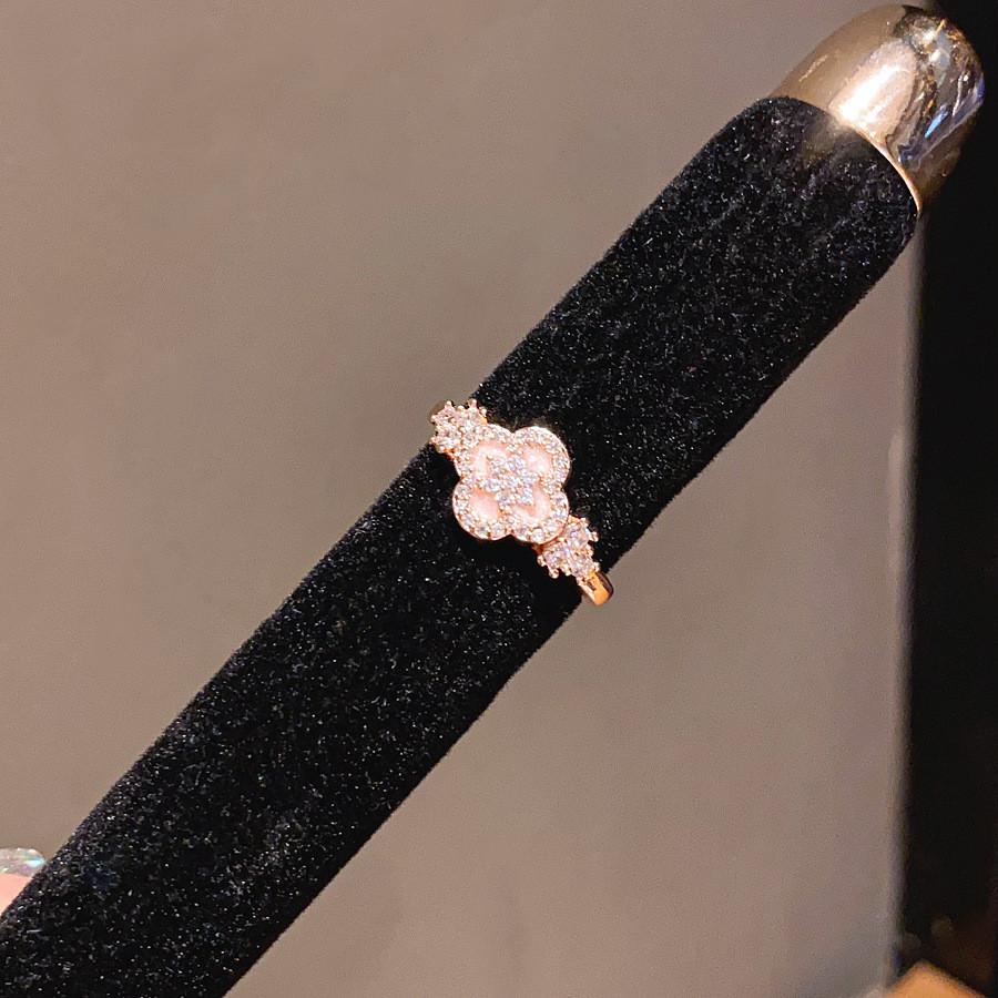 Elegant Gold Plated Zircon Pearl Open Ring For Ladies Stylish Accessory StyleB