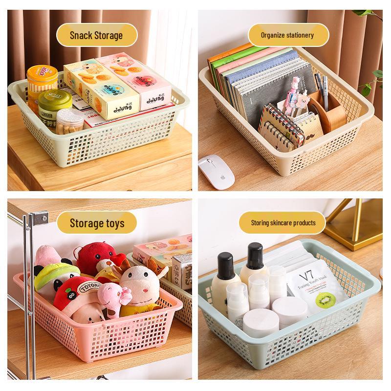 Großer rechteckiger Aufbewahrungskorb aus Kunststoff für den Kindergarten, verdickter Desktop-Snack-Organizer und Gemüsewaschschale