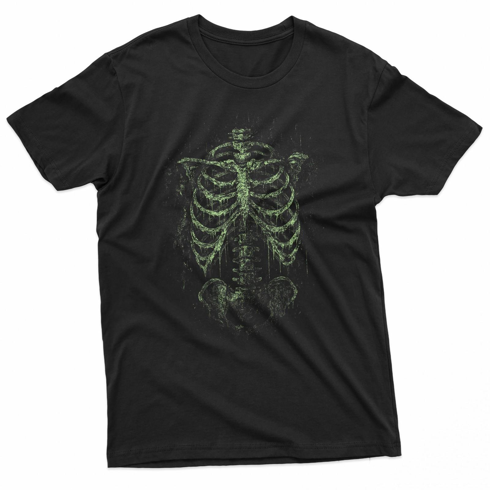 Green Skeleton Ribcage Goth Grunge Occult Death Dark Alt T-Shirt S