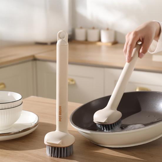 Pot Brush with Large 6-Level Adjustable Rotating Head Multi-Surface Angle 360-Degree Brushing Surface Cleaning Kitchen Brush