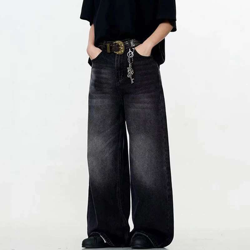 STREETRICH Simple Men's Denim Trousers Solid Color Washing American Style Casual Pants Straight Leg Baggy Male Jeans
