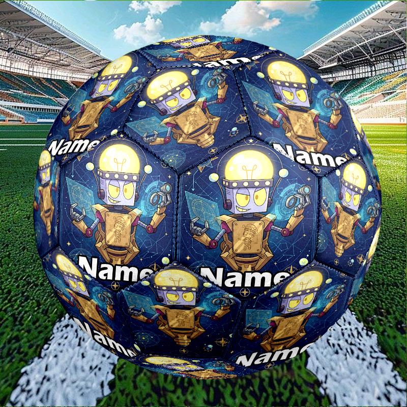 Custom Name Personalized Cosmic Bot Crew Print Size 5 Soccer Ball Training & Match Football, for Team, Kicking, Gift for Football