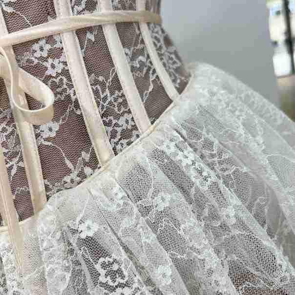 Sweet & Spicy Lace Waist-Cinched Puffy Strap Mini Dress for Parties - Autumn/Summer