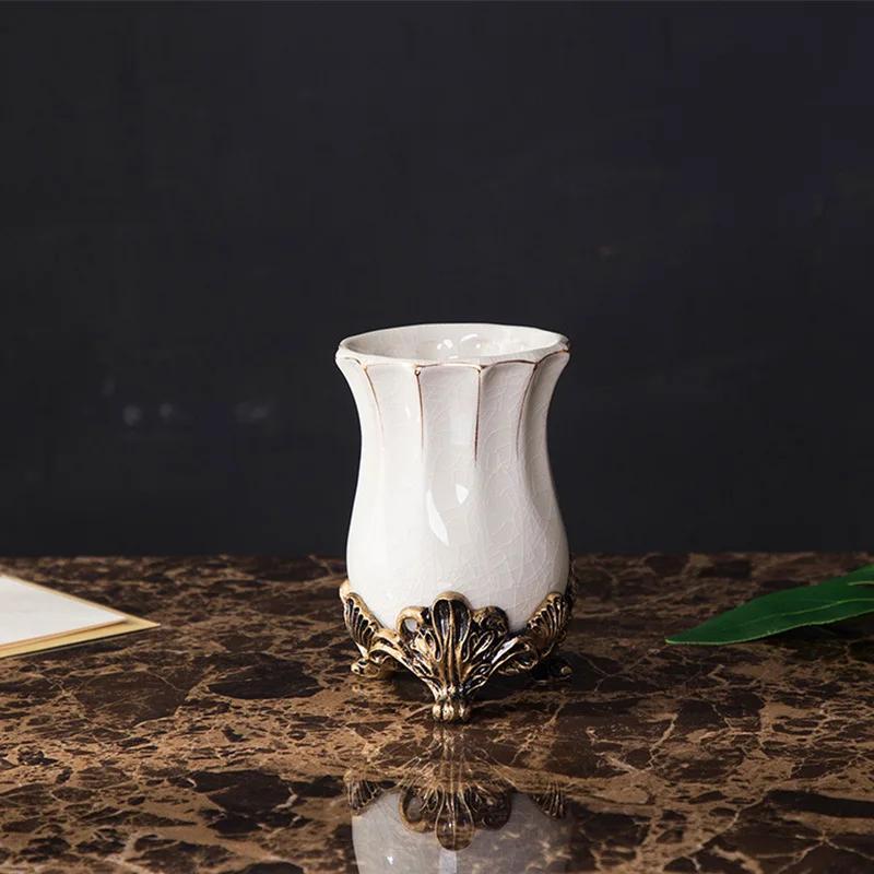 Crack Glaze Series Bathroom Accessories, Soap Dispenser, Bar Soap Dish, Tumbler, and Toothbrush Holder, Retro Luxury Style