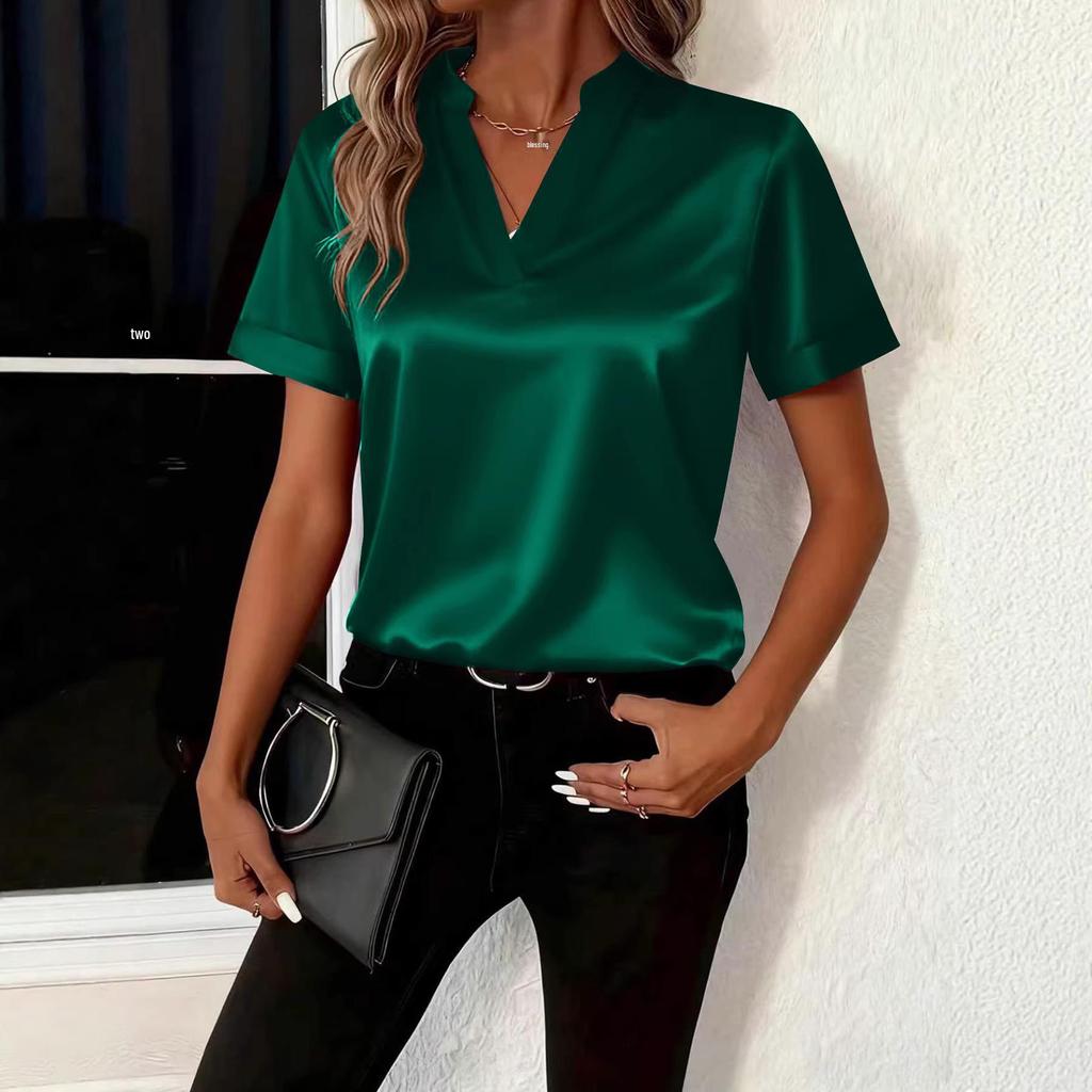 2026 Spring/Summer Women's Versatile V-Neck Loose Temperament Shirt