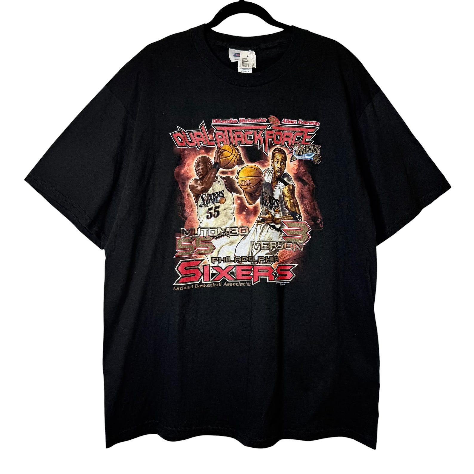 2000’s Philadelphia 76ers Mutombo Iverson NBA T shirt Sz XL (B2061) 2XL