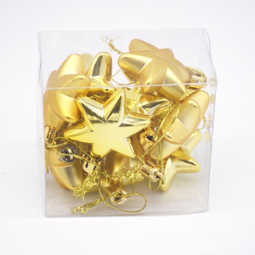 12Pcs Xmas Ball Xmas Tree Hanging Ornament Plastic Six Pointed Star Ball  Party Decor
