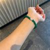 New Chinese Chalcedony Green Agate Beaded Bracelet Light Luxury Zircon 6Mm Light Luxury Style Round Bead Texture Bracelet