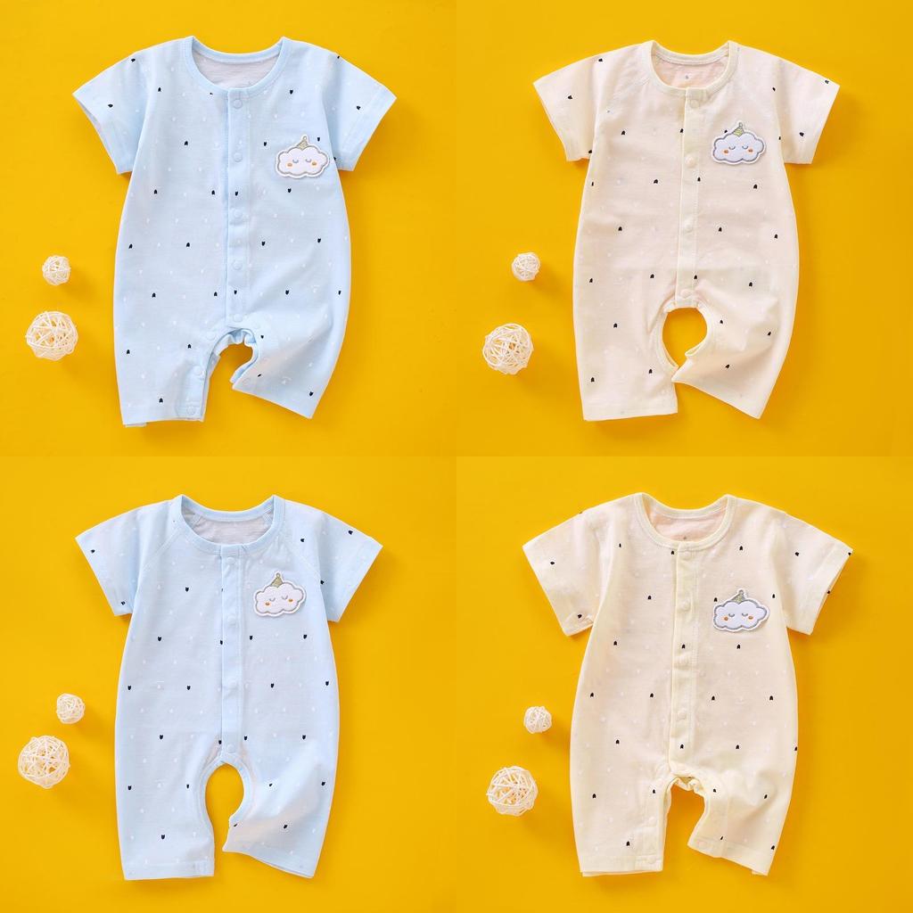 Baby Cotton Summer Romper With Short Sleeves For Newborns And Infants