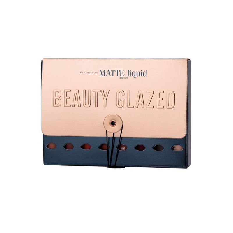 BEAUTY GLAZED - Set mit 8: Matte flüssige Lippenstift + Lippenöl + Lippenbalsam