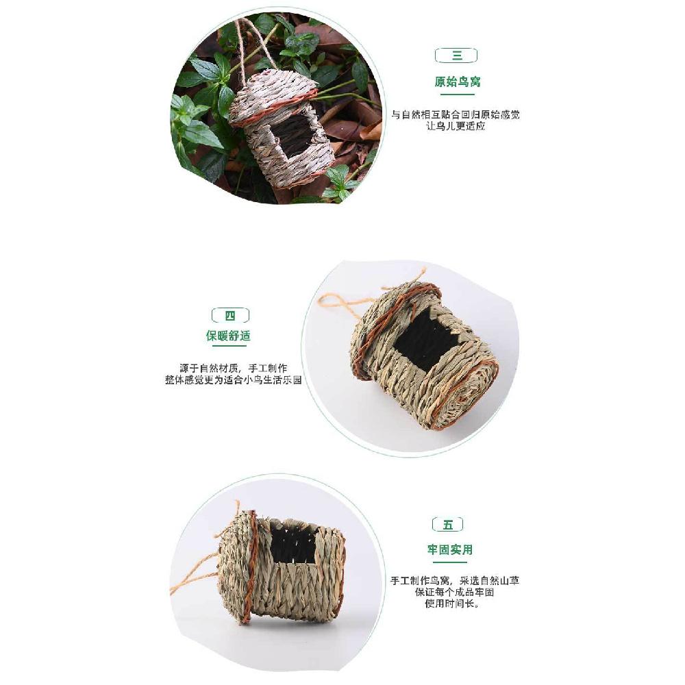 Hand Woven Bird Nest Made of Pennisetum Purpureum, Natural Grass Bird Cage, Pet & Garden Decorative Ornament